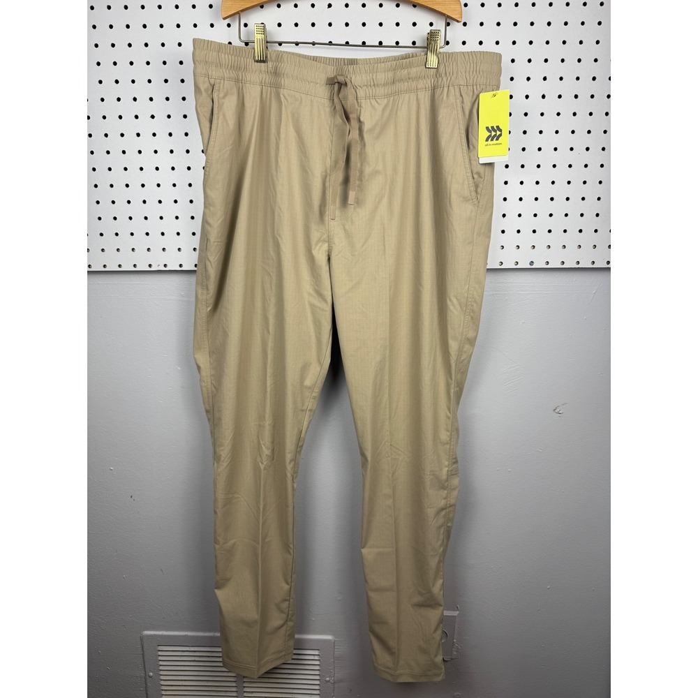 All in Motion Mens Ripstop Pant Khaki Tan Stretch Quick Dry UPF 50+ Large NWT